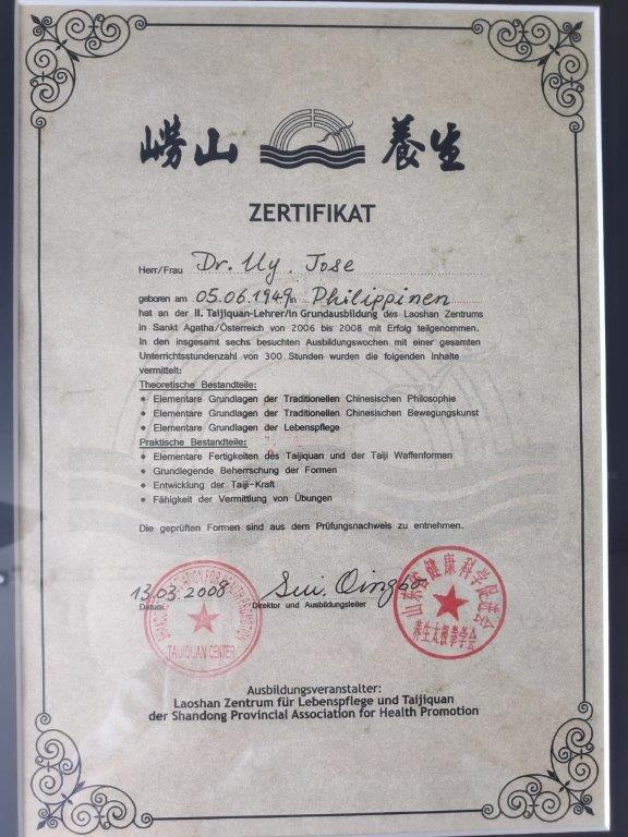 Taijiquan Zertifikat