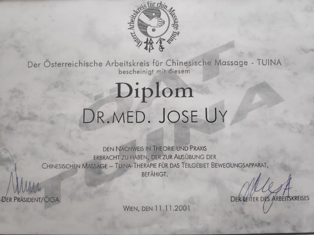 Tuina-Therapie Diplom
